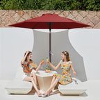 JEAREY 7.5FT Patio Umbrella Outdoor Market Umbrella with 6 Sturdy Ribs, Push Button Tilt/Crank Table Umbrella for Garden, Deck, Backyard and Pool, Red - Image 2