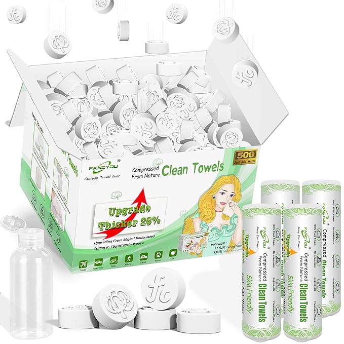 Compressed Towel Tablets Bulk 500 Pcs by Fancyou