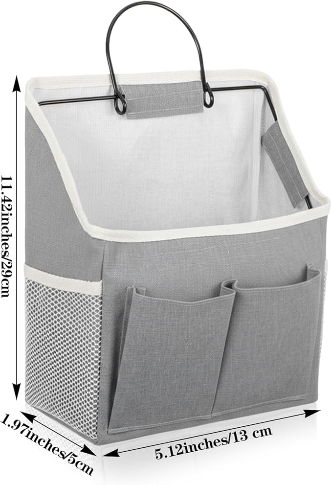 Wall Hanging Storage Bag Cotton Linen Hanging Storage Basket - Image 2