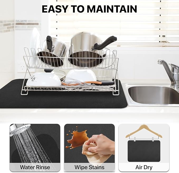 Dish Drying Mat Super Absorbent Dish Drying Mat Coffee Bar Accessories - Image 4
