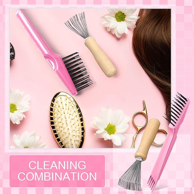 Boao 2 Pieces Hair Brush Cleaning Tool Comb Cleaner Brush Mini Comb Cleaning - Image 2