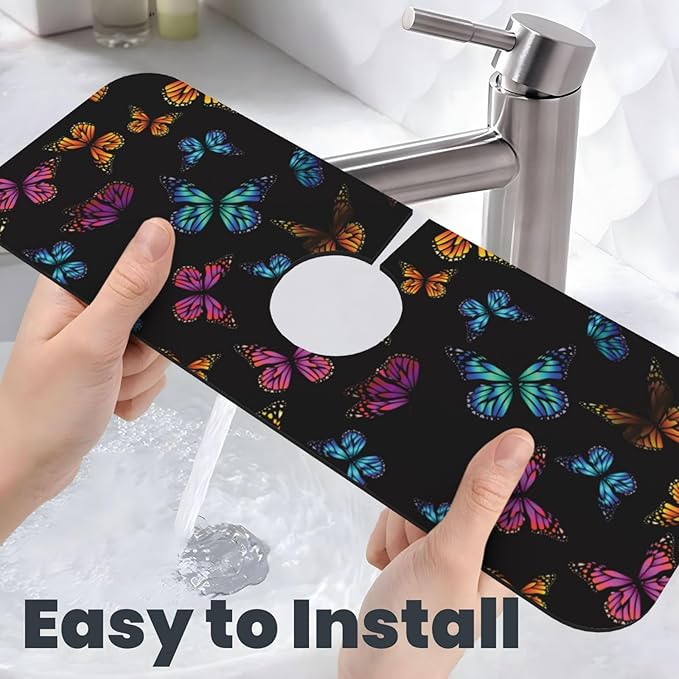 Butterfly Abstract Butterflies Kitchen Sink Splash Guard Faucet Mat Super - Image 6