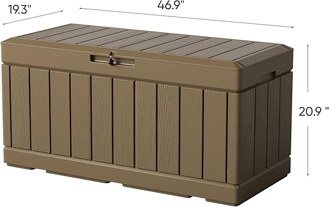 Greesum 82 Gallon Resin Deck Box All Weather Large Outdoor Storage for Patio Furniture, Toys, Garden Tools, Lockable, Brown - Image 6