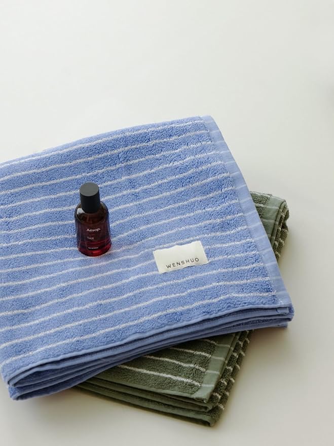 WENSHUO Azure Holiday-Striped Pure Cotton Hand Towel, 100% Combed Cotton - Image 5