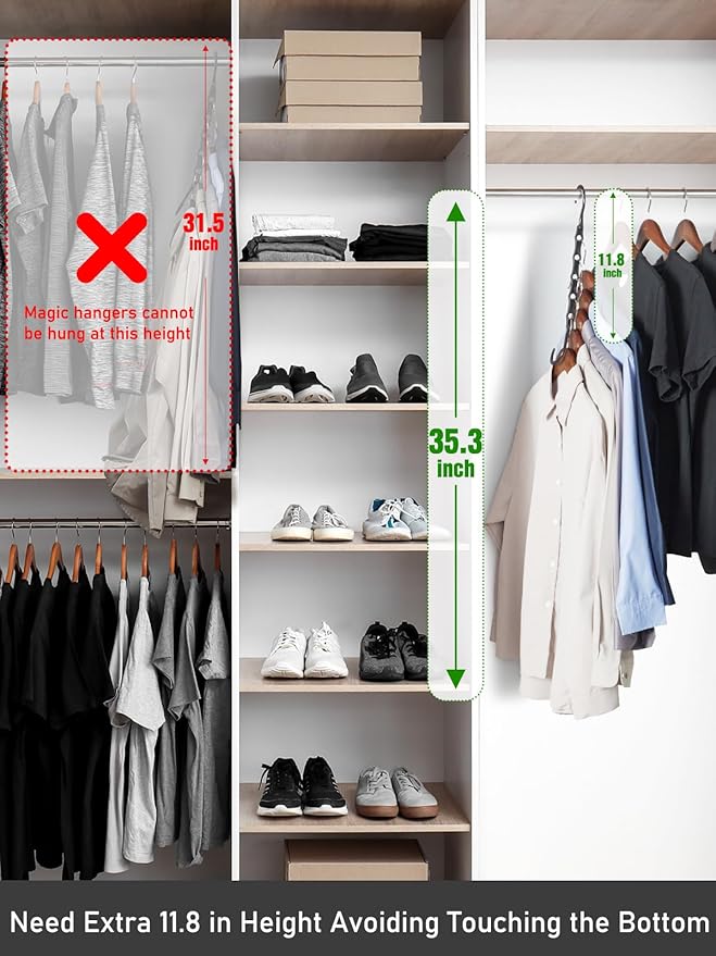 HOUSE DAY Space Saving Hangers Black, 16 Pack, Smart Closet Organizer Space - Image 7