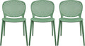 2xhome Set of 3 Patio Dining Chairs | Modern Stackable Outdoor Pool Side Chair | Weather Resistant Plastic for Yard, Porch, Balcony, Kitchen, Green by 2xhome