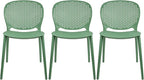 2xhome Set of 3 Patio Dining Chairs | Modern Stackable Outdoor Pool Side Chair | Weather Resistant Plastic for Yard, Porch, Balcony, Kitchen, Green by 2xhome