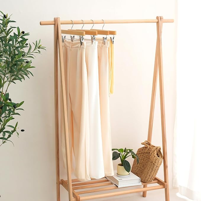 BAGAIL 20 Pack Wooden Pants Hangers - Image 6