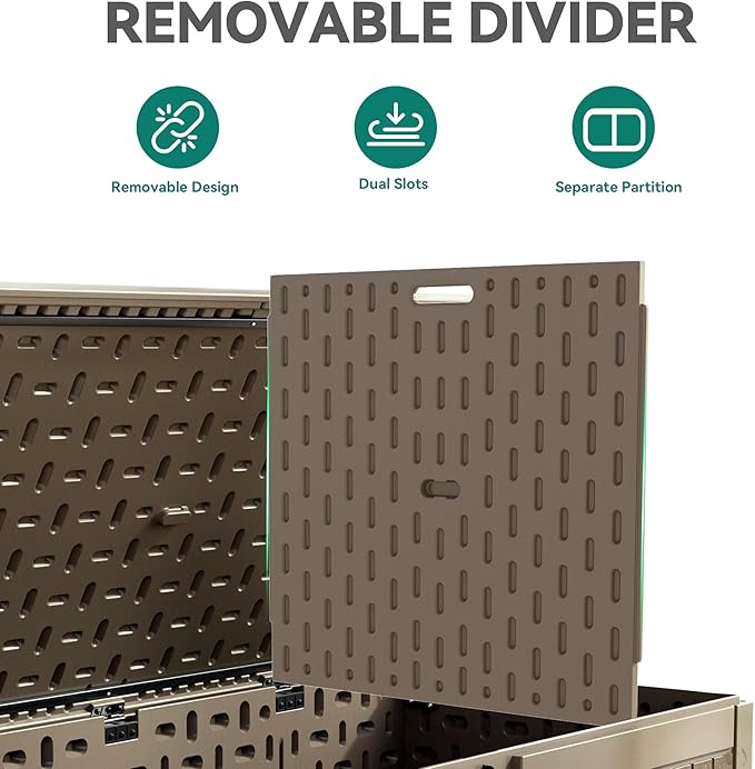 YITAHOME 260 Gallon Large Deck Box with Divider & Side Handles, Outdoor Double-Wall Storage for Patio Furniture Cushions, Garden Pool Accessories, Waterproof & Lockable - Image 2