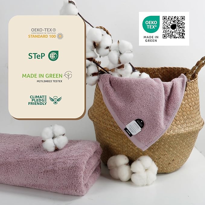 SEMAXE Purplish Red Bathroom Towel, 100% Cotton Bath Towel - Image 5