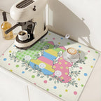 Easter Bunny Dish Drying Mat for Kitchen Counter Cute Rabbit Colorful Polka - Image 7