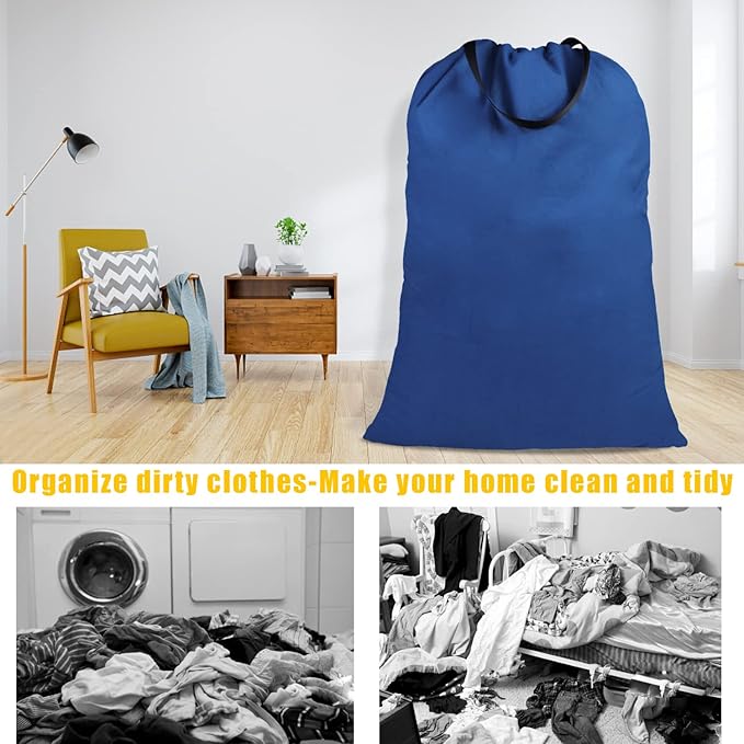 Cotton Canvas Laundry Bag with Handles & Drawstring Straps, Heavy Duty Extra - Image 7