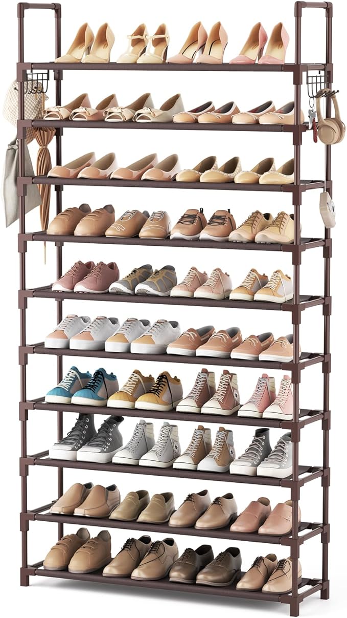 VTRIN 10 Tiers Shoe Rack Tall Large Capacity 50 Pairs Wide Shoe Organizer by VTRIN