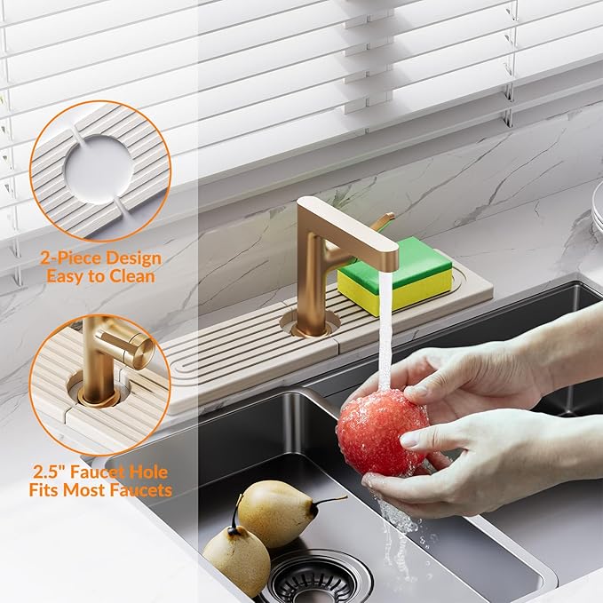 15.7 Inch Stone Faucet Mat for Kitchen Sink Splash Guard, Diatomite Sink - Image 4