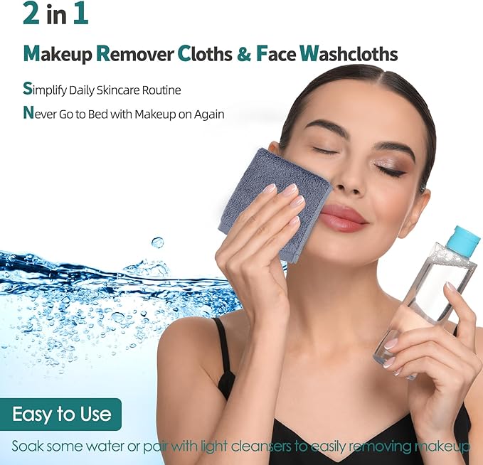 Wash Cloths 12 Pack, Reusable Makeup Remover Towel, Super Soft and Gentle Face - Image 2