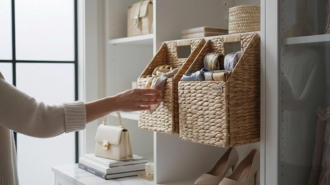 Wicker Hanging Storage Basket, Water Hyacinth Baskets, Wall Decor Hyacinth - Image 2