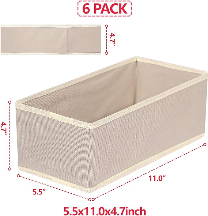 DIOMMELL 6 Pack Foldable Cloth Storage Box Closet Dresser Drawer Organizer - Image 2