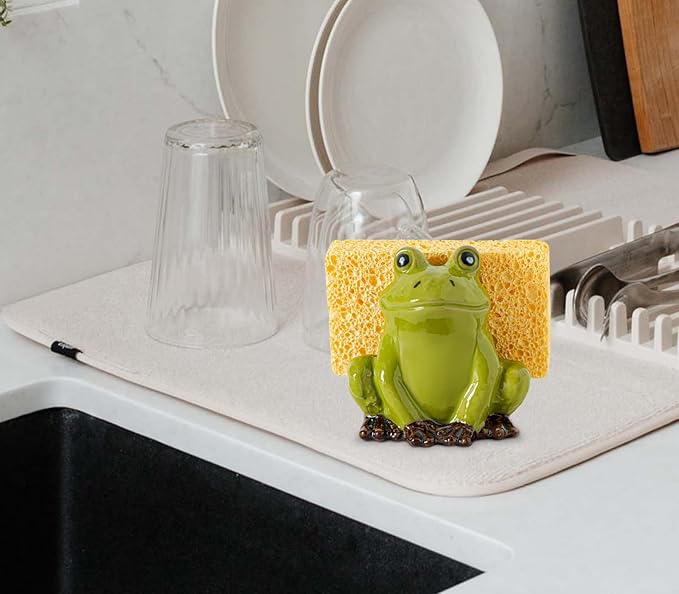 Frog Sponge Holder for Kitchen Sink Cute Kitchen Sponge Holder Ceramic Kitchen - Image 7