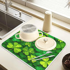 Patricks Day Shamrocks Lucky Clover Leaves Dish Drying Mat - Image 5