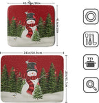 Christmas Dish Drying Mat for Kitchen Counter Red Xmas Snowman Trees Birds - Image 2