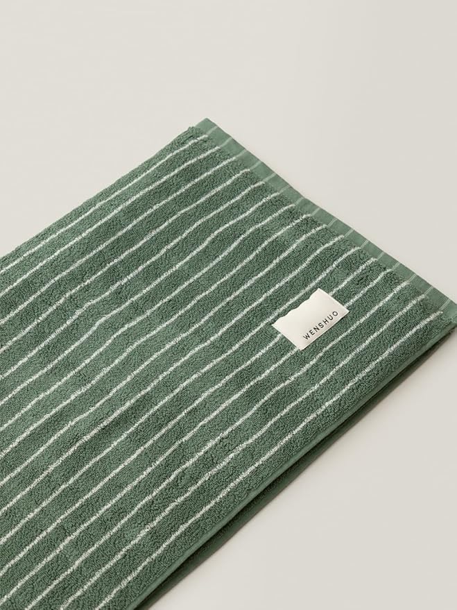 WENSHUO Frosted Pines-Striped Pure Cotton Bath Towel, 100% Combed Cotton by WENSHUO