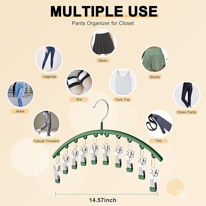 Legging Organizer for Closet, Metal Yoga Pants Hangers 4 Pack w/10 Clips Holds - Image 5