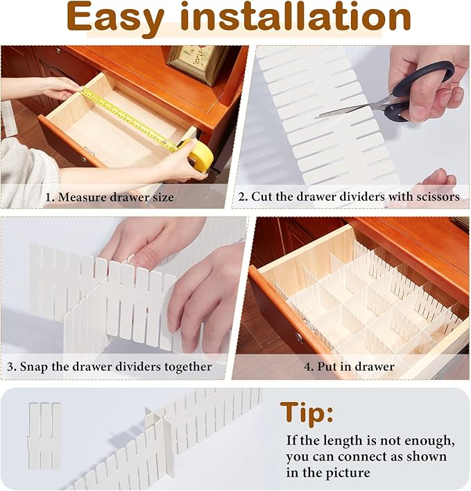 Vesici 80 Pcs Drawer Dividers Adjustable Plastic Organizer DIY Separators - Image 3