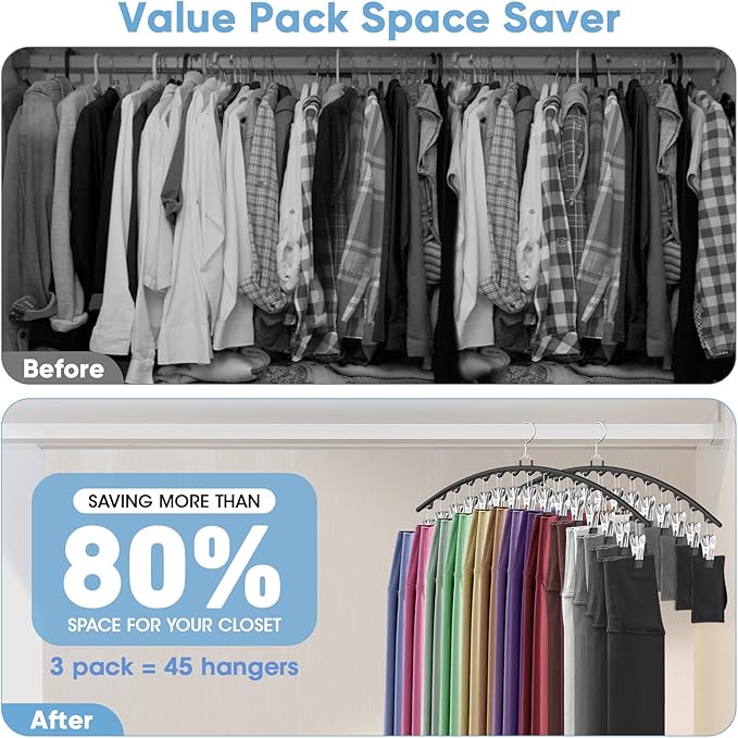 3 Pack Legging Organizer for Closet Hanging, Pants Hangers - Image 2