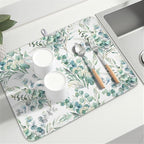 Spring Sage Green Leaves Dish Drying Mat - Image 8