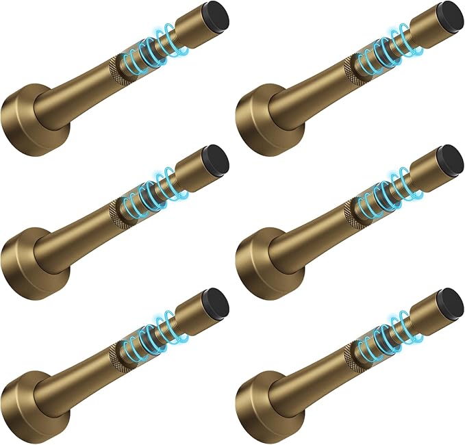 6Pcs Adjustable Door Stoppers for Bottom of Door, 3.07-4.45 in Aluminum Bronze by brieieziy