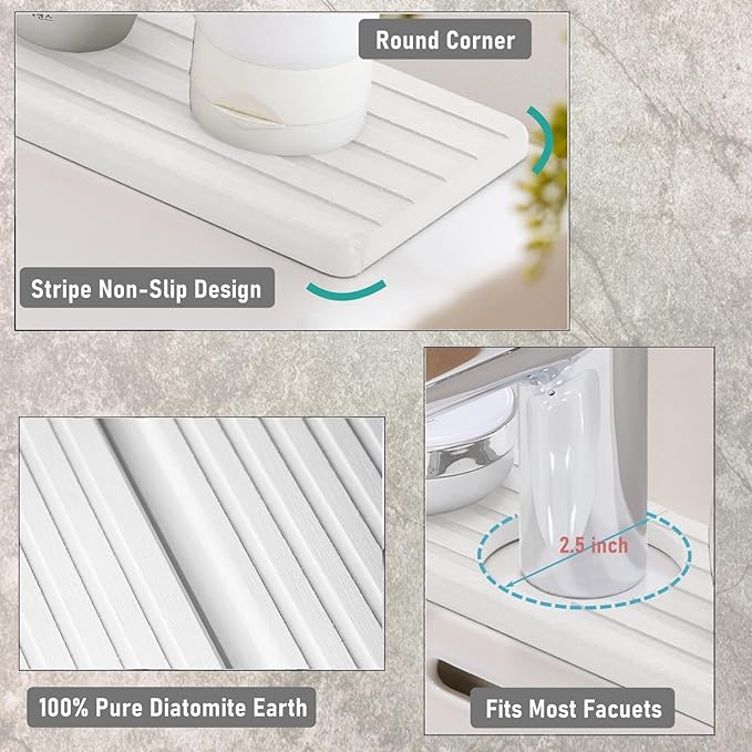 WIFORH Sink Faucet Mat, Quick Drying Stone Mat - Image 4