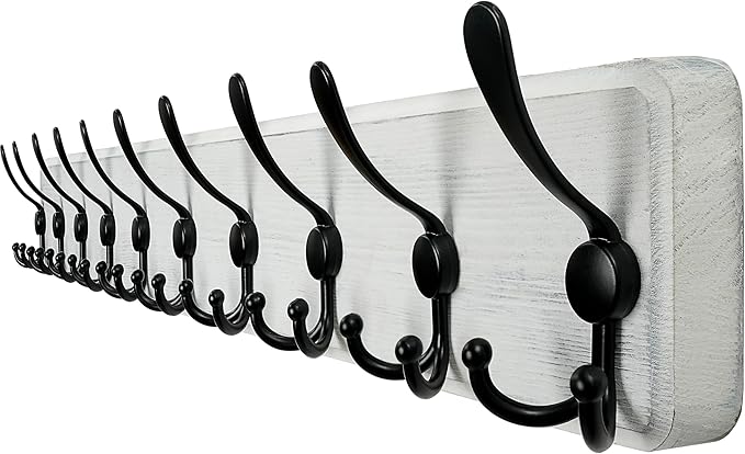 WEBI Coat Rack Wall Mount, 38 9/16" Long, 10 Hooks, Large Coat Hooks Wall by WEBI