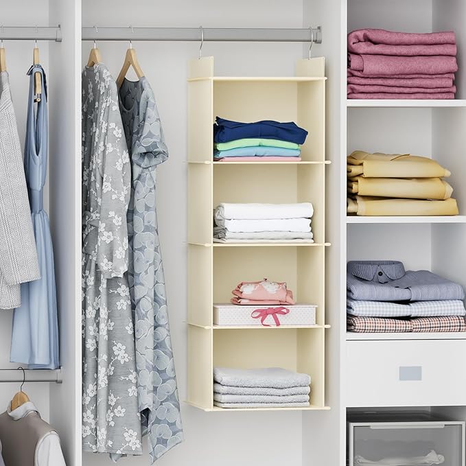 YOUDENOVA Hanging Closet Organizer, 4-Shelf Closet Hanging Shelves - Image 2