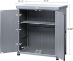HABAU Outdoor Storage Cabinets Weatherproof for Patio, Garden Work Bench with Shelves & Metal Tabletop, Wooden Potting Table Workstation - Image 3