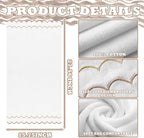 2 Pcs Scalloped Hand Towels 100% Cotton Fingertip Towels - Image 2
