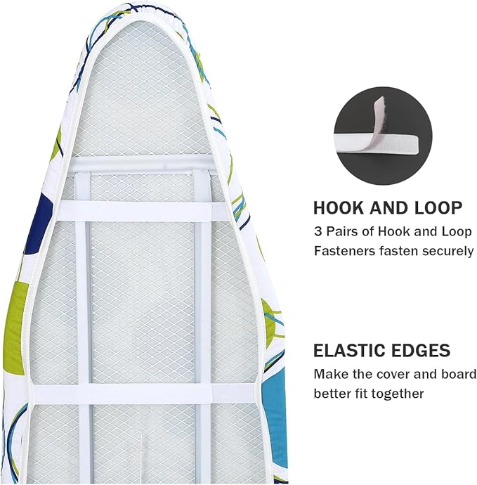 Ironing Board Cover and Pad Standard Size 15" x 54", 3 Pairs of Hook and Loop - Image 4