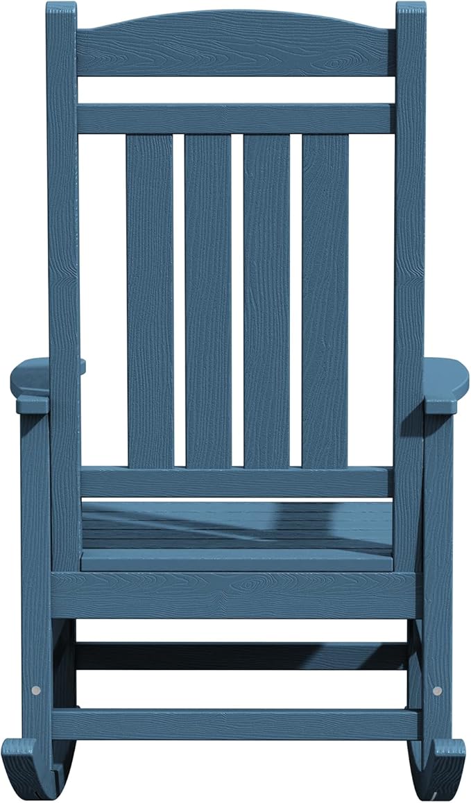 KINGYES Oversized Outdoor Rocking Chair Set of 4, High Density Polyethylene Patio Rocking Chairs with 330lbs Support for Adults, Navy - Image 11