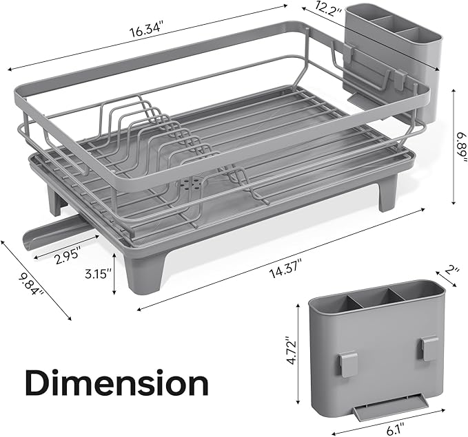 TOOLF Space-Saving Dish Drying Rack, Sink Dish Drainer Rack, Dishes Strainer - Image 3