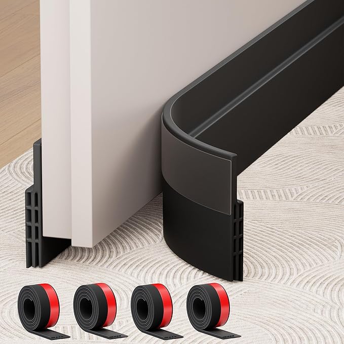 Hojoy 4 Pack Under Door Draft Stopper, Adjustable Door Sweep Anti-Collision by HOJOY