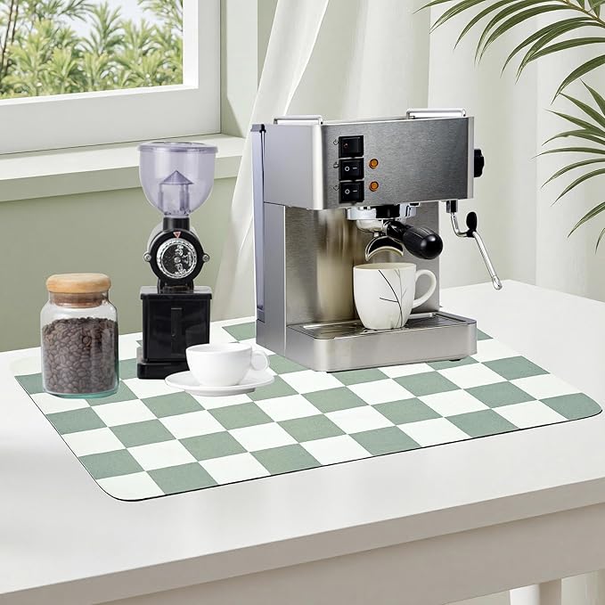 Coffee Mat Checkered Dish Drying Pad - Image 2