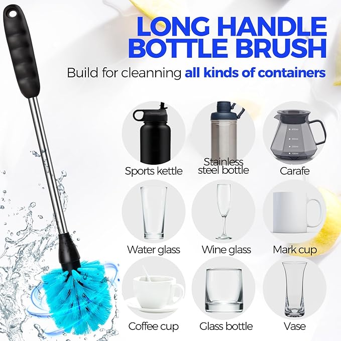 Holikme Bottle Brush Cleaner Set, 3 Straw Cleaner Brush, Bottle Cleaning Brush - Image 2