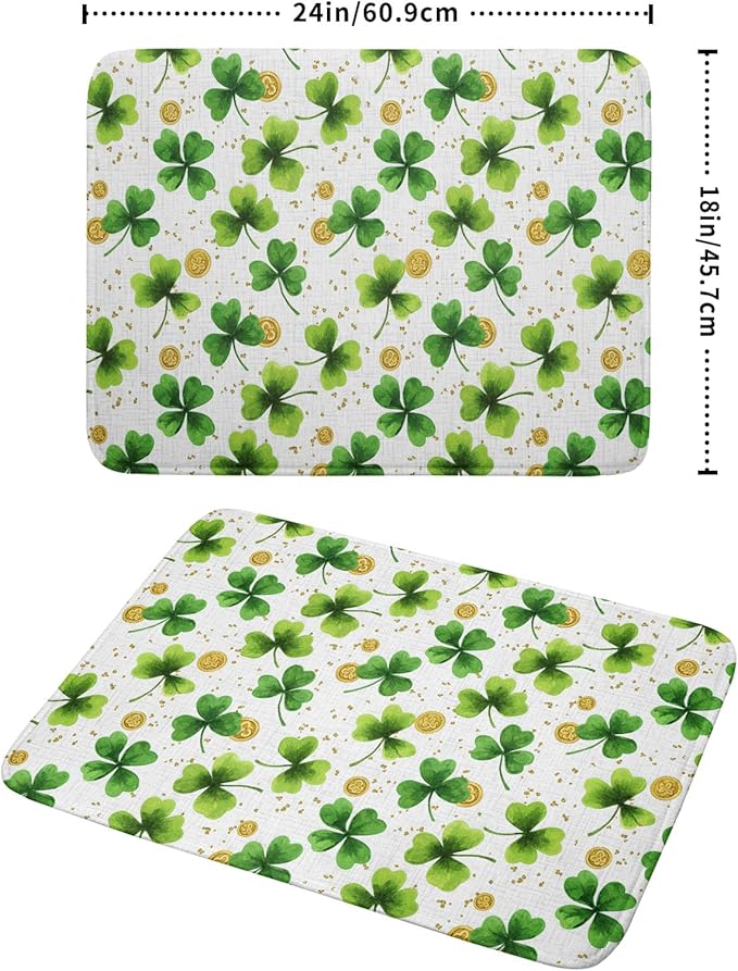 Green Shamrock St. Patrick's Day Dish Drying Mat 18 x 24 Inch - Image 2