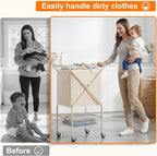Laundry Basket with Wheels:88L Rolling Laundry Cart Foldable Metal Frame Dirty - Image 6
