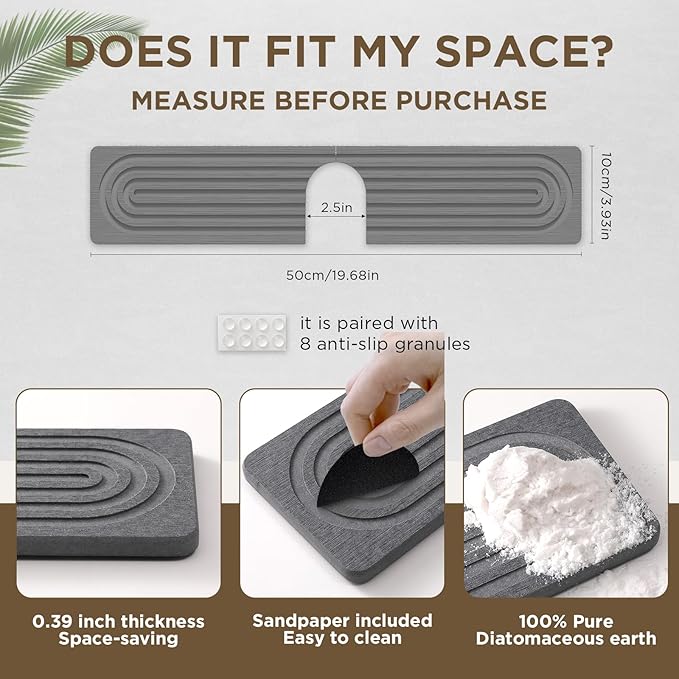 Faucet Mat for Kitchen Sink, Diatomite Stone Drying Sink Protectors, Bathroom - Image 4