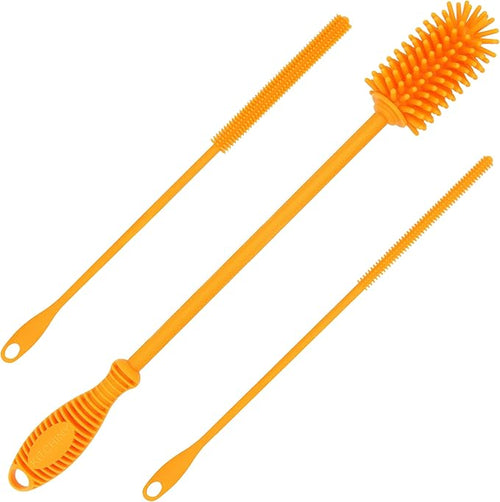 12.5" Silicone Bottle Brush & Straw Cleaner Brush Set | Water Bottle Cleaner by Kitchiny