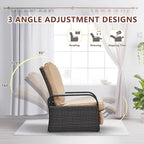 ATR ART TO REAL Outdoor Recliner, Outdoor Wicker Recliner Chair with 5.12'' Cushions, Automatic Adjustable Patio Chaise Lounge Chairs, Aluminum Frame. UV Protected and Rustless (Khaki) - Image 4