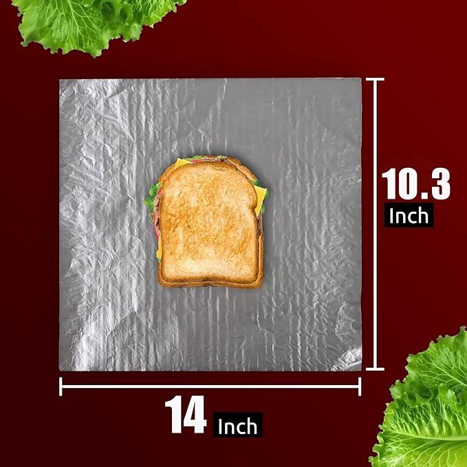 100 Packs Heavy Duty Insulated Aluminum Foil Sheets – 14" x 10.3" Disposable - Image 2