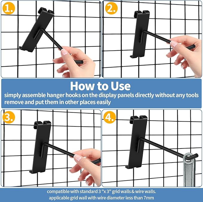 20Pcs Gridwall Hooks, Metal Grid Panel Hanging Peg Hooks, Grid Wall Accessory - Image 6
