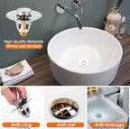 Universal Bathroom Sink Stopper, Basin Pop-up Bathroom Sink Drain Strainer - Image 3