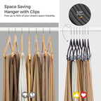 HOUSE DAY Velvet Hangers with Adjustable Clips 10 Pack, Non-Slip Suit Organizer - Image 7